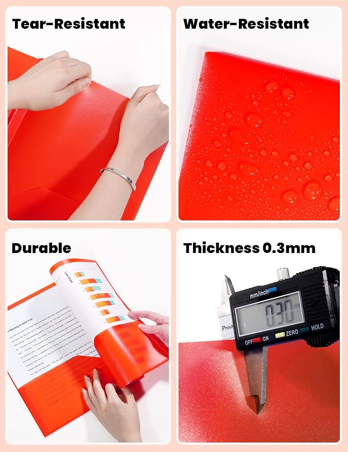 SUNEE 12-Pack Red Plastic Folders - Image 2