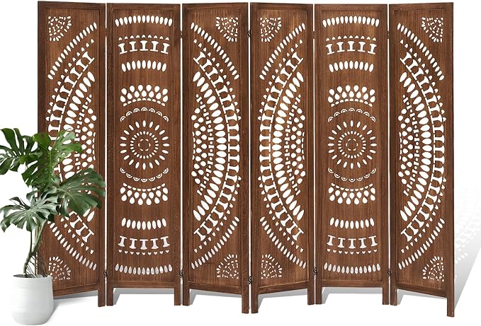 ALeesing 6 Panel Wood Room Divider Fully Assembled, Decorative Room Dividers by ALeesing