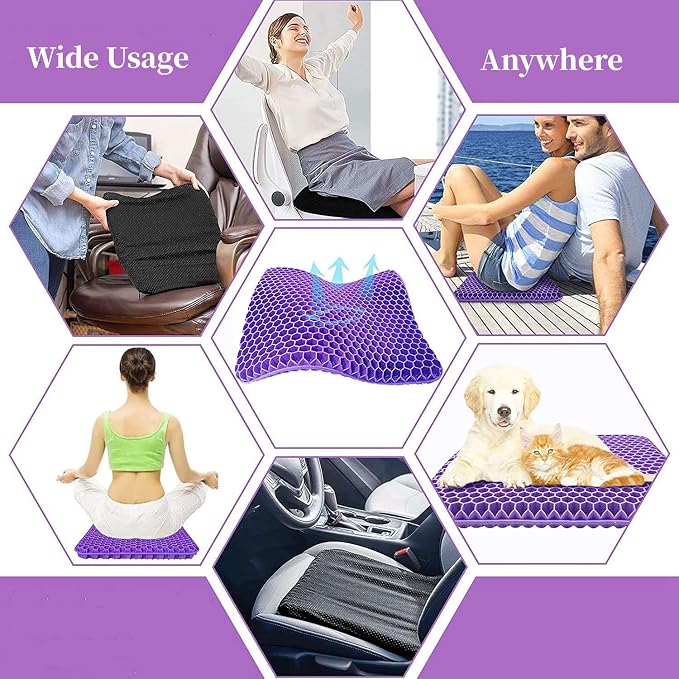 Gel Seat Cushion for Long Sitting, Double Thick Office Desk Home Wheelchair - Image 6