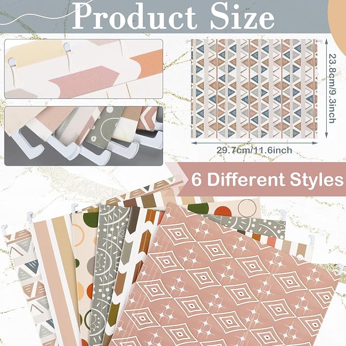 Qeeenar 30 Pcs Boho Hanging File Folders 9.5 x 11.5 in Decorative Cute Hanging - Image 2