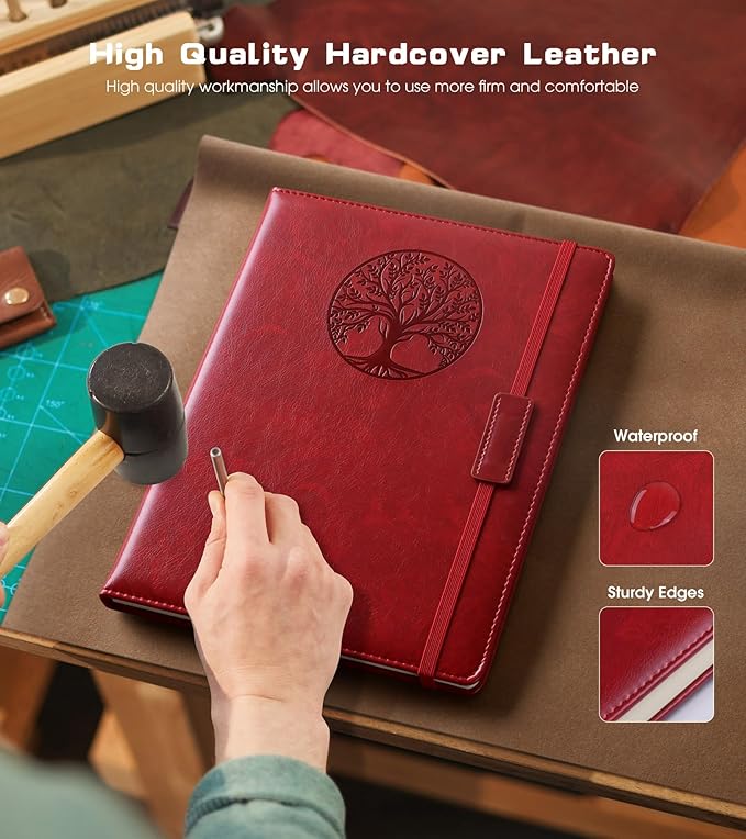 Lined Journal Notebook for Women Men,256 Pages B5 Large Hardcover Leather Journals for Writing,Travel,Business,Work,School,College Ruled Notebooks for Note Taking,Diary Notepad 7.8"×10.2"-DeskLoop Office