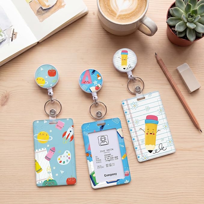 3 Set Badge Holder Retractable Reel Stationery Patterns ID Badge Holders - Image 7