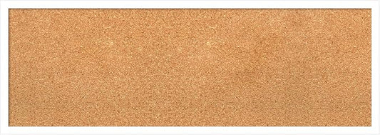Amanti Art Natural Cork Board for Wall, 13x37 Vision Board with White Frame, Medium Corkboard Office Decor for Home Organization, Modern Corkboard Pinboard to Display Items for Home Organization in-DeskLoop Office