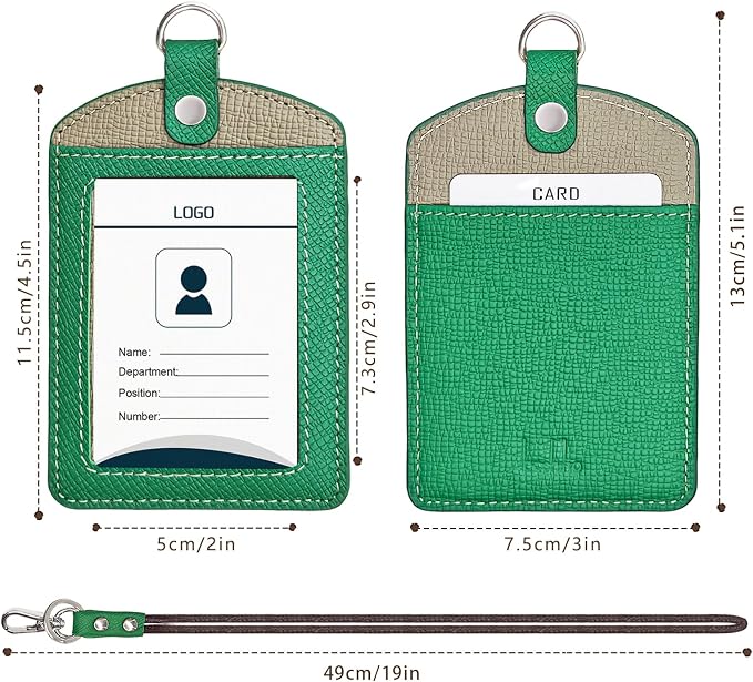 Badge Holder: Boshiho Cowhide Leather ID Badge Card Holder - Image 4