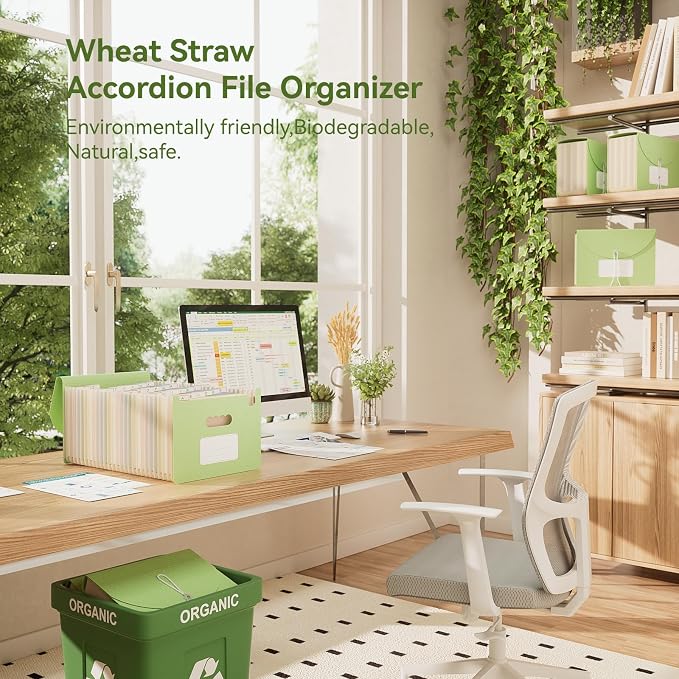 EcoStash Accordion File Organizer, 26 Pockets Wheat Straw Expanding File Folder - Image 2