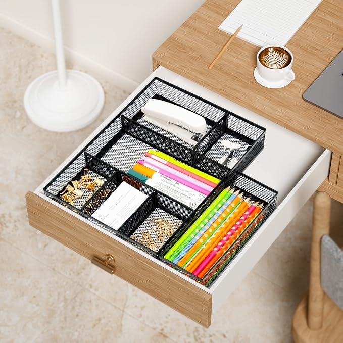 Neudeco Desk Drawer Organizer, 4 Pack Metal Mesh, Pen Organizer, Office - Image 7