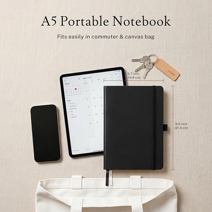 PAGELYST Graph Grid Paper Notebook, 200 Pages, 4 Pack Leather Hardcover Notebook - Image 4