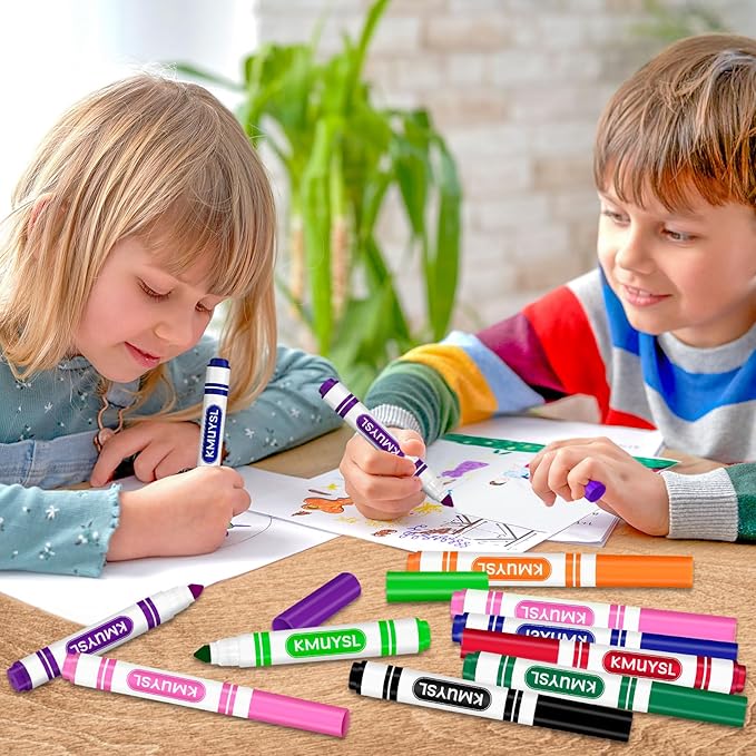 KMUYSL 160 Count Washable Markers Bulk, 10 Assorted Colors - Broad Line Conical Tip Coloring Markers for Kids, School Art Supplies & Back to School Supplies, Teacher Classroom Must Haves-DeskLoop Office