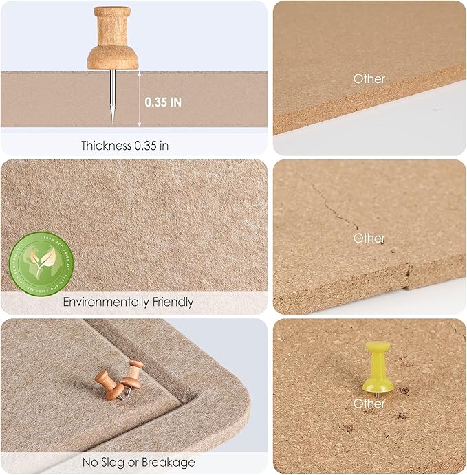 MaxGear Bulletin Board 35" x 17.5", Foldable Small Felt Board Vision Board Supplies, Cork Board for Office, Home, School, Pin Boards for Walls Decorative Picture Framed Display Board Beige Brown-DeskLoop Office