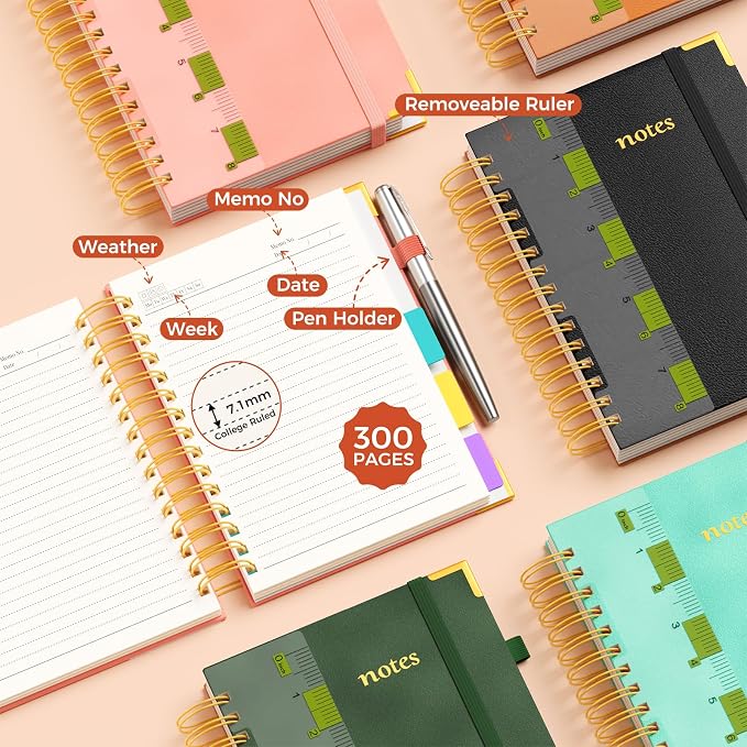 XYark A5 Hardcover Spiral Notebook, 6.3"x8.5" College Ruled Notebooks - Image 6