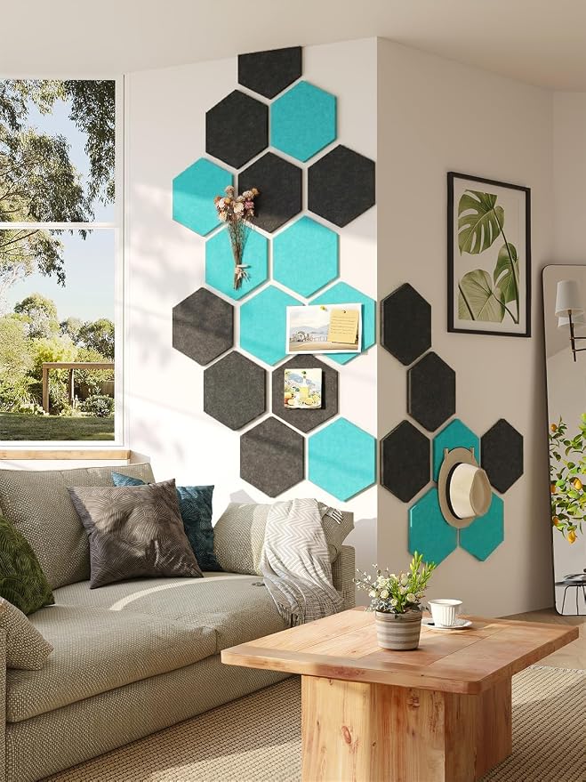 8 Pack Hexagon Felt Bulletin Board Tiles - Image 2