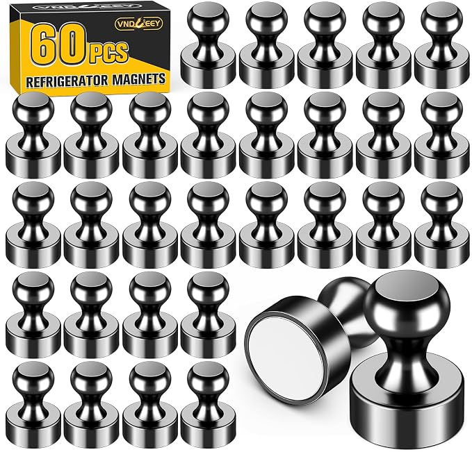 VNDUEEY 60Pcs Black Fridge Magnet Refrigerator Magnets, Magnets by VNDUEEY