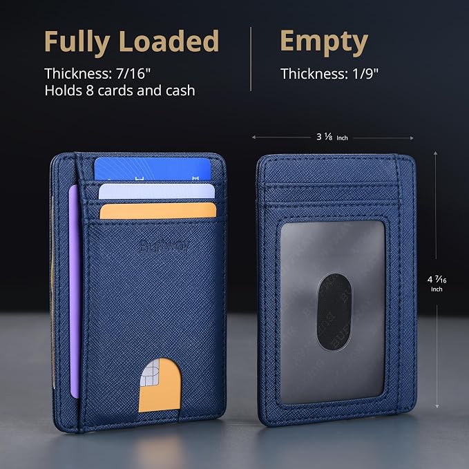 Buffway Slim Minimalist Front Pocket RFID Blocking Leather Wallets - Image 5