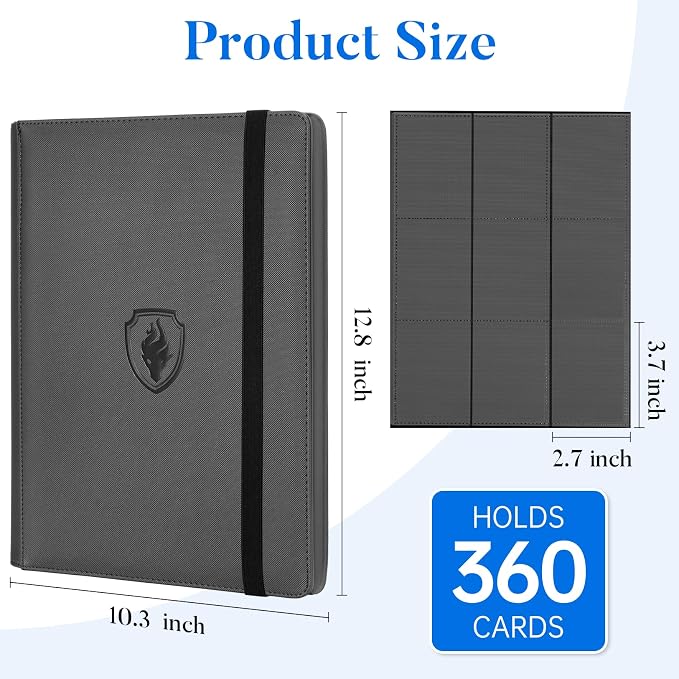Premium 9 Pocket Card Binder for 360 Cards, Fabmaker PU Cover Trading Card - Image 6