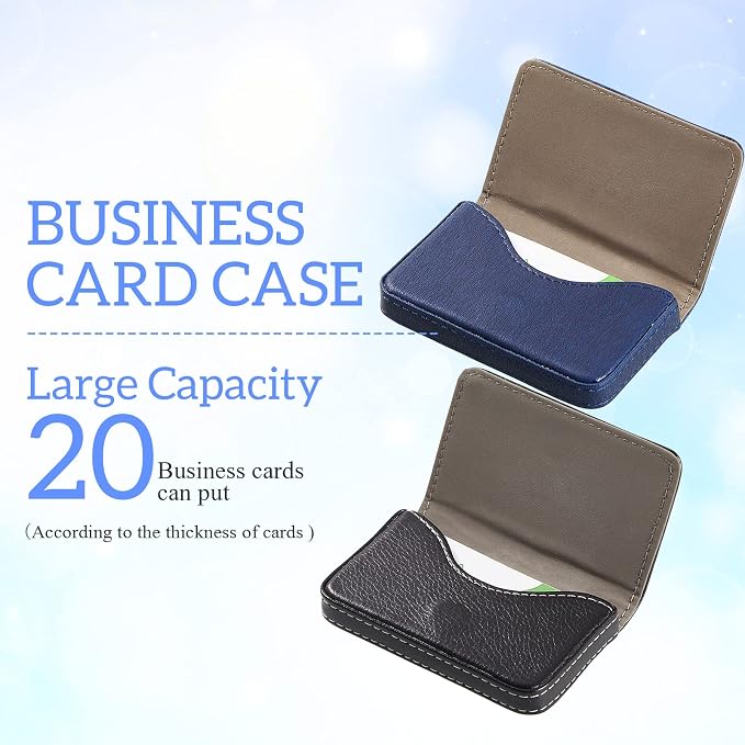 Outus 2 Pcs Business Card Holder, PU Leather Business Card Case Pocket Wallet - Image 4
