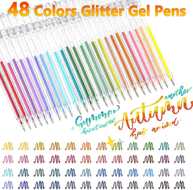 Glitter Gel Pens, 48 Colors Sparkle Gel Pens - Image 7