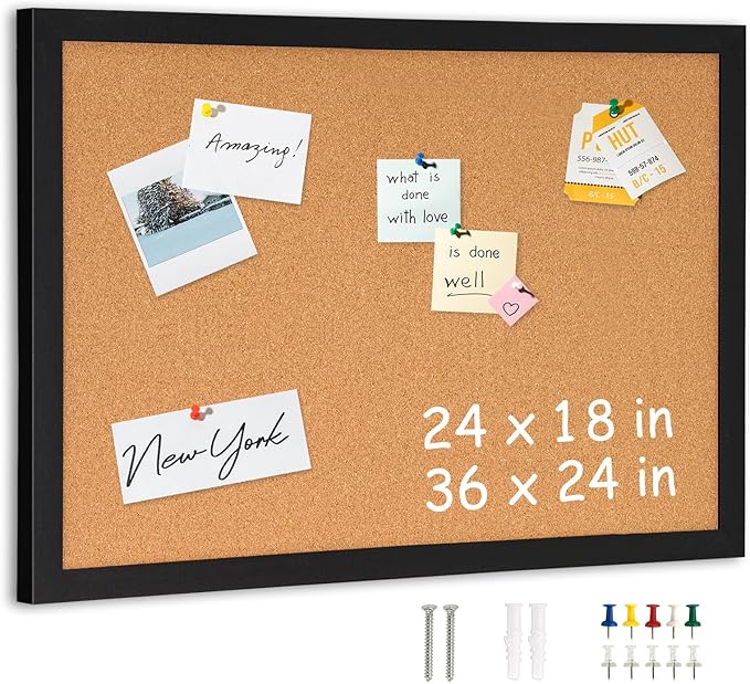 DOLLAR BOSS Cork Board for Wall 24" x 18" Bulletin Board for Wall by DOLLARBOSS