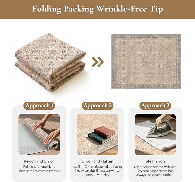 GENIMO 6x9 Area Rugs for Living Room, Machine Washable Non Slip Vintage Rugs - Image 9