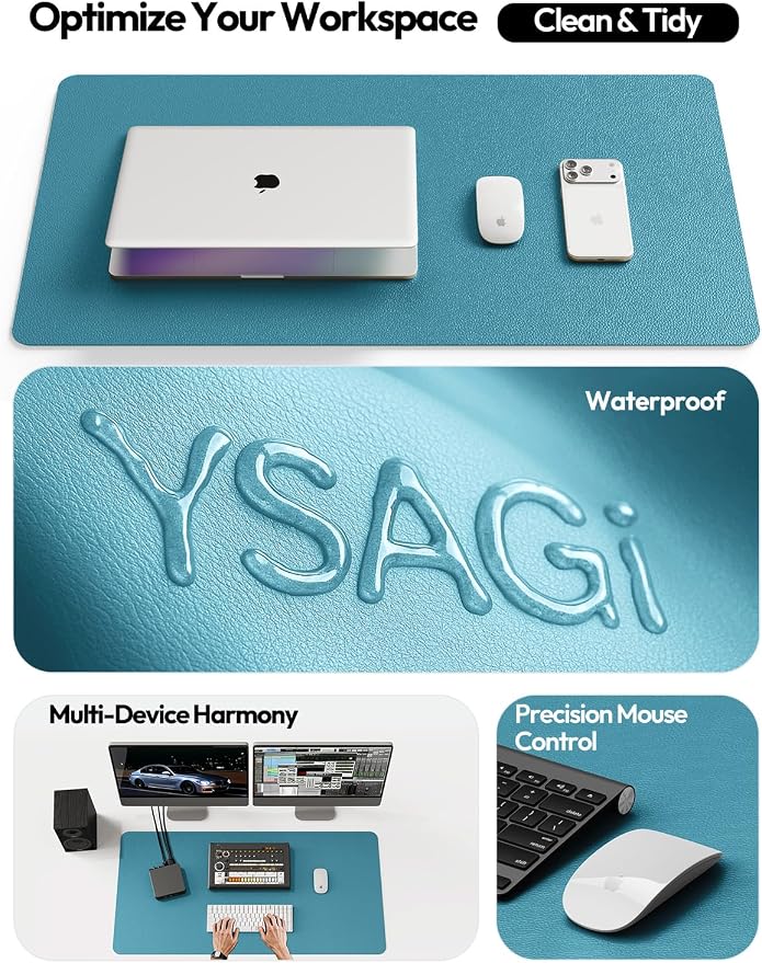 YSAGi Leather Desk Pad Protector, Office Desk Mat, Large Mouse Pad, Non-Slip PU - Image 8
