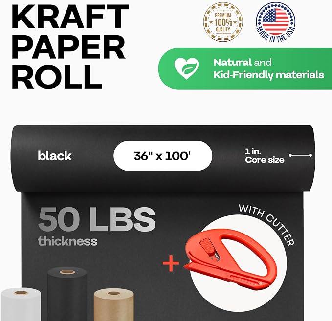 Black Kraft Paper Roll 36" x 1200" - Image 2