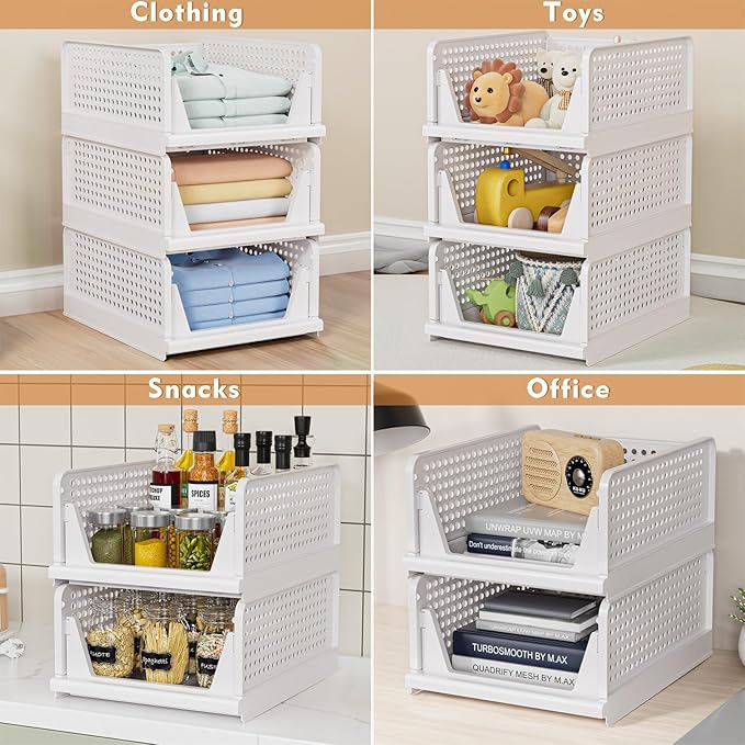 5 Pack Stackable Closet Storage Basket - Image 4