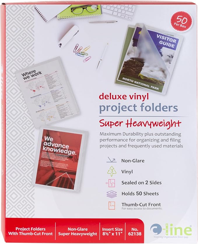 C-Line Deluxe Super Heavyweight Non-Glare Vinyl Project Folders, Letter Size - Image 4
