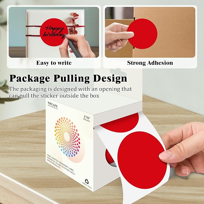 3 Inch Round Colored Dot Stickers, 4 Rolls in Dispenser Box - Image 3