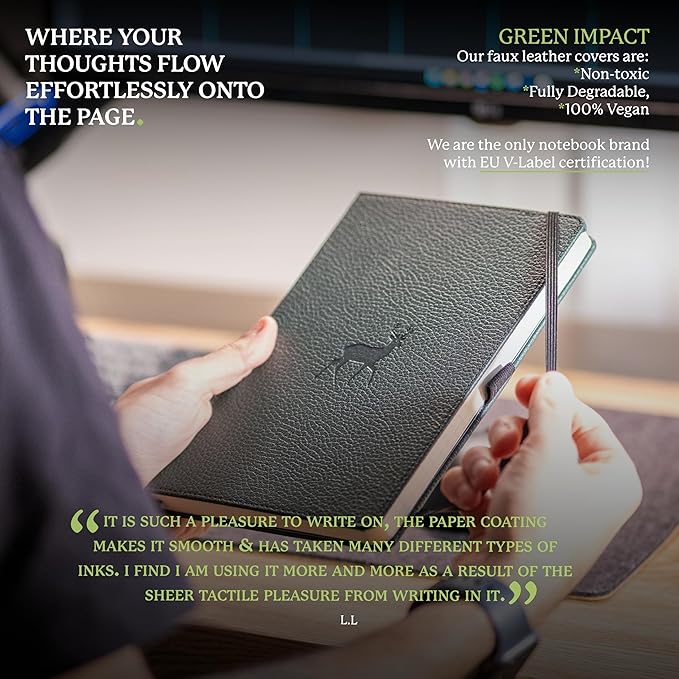 Dingbats* Wildlife Plain Writing Journal Notebook A5 - Vegan Leather Hardcover - Ideal for Work, Travel - Pocket, Elastic Closure, & Bookmark-DeskLoop Office