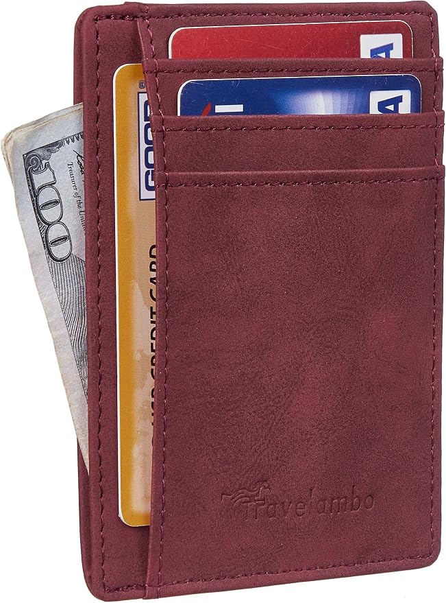 Travelambo Slim Wallet Front Pocket Minimalist Leather RFID Blocking Medium Size - Image 2