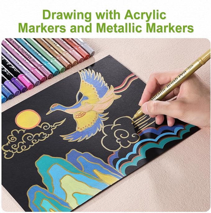 nauets 48 Pack Metallic & Acrylic Paint Markers Set - Image 4