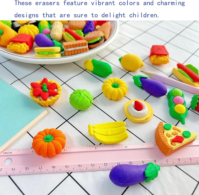 46PCS Cute Erasers for Kids Bulk, 3D Fun Erasers for Classroom Back to School - Image 2