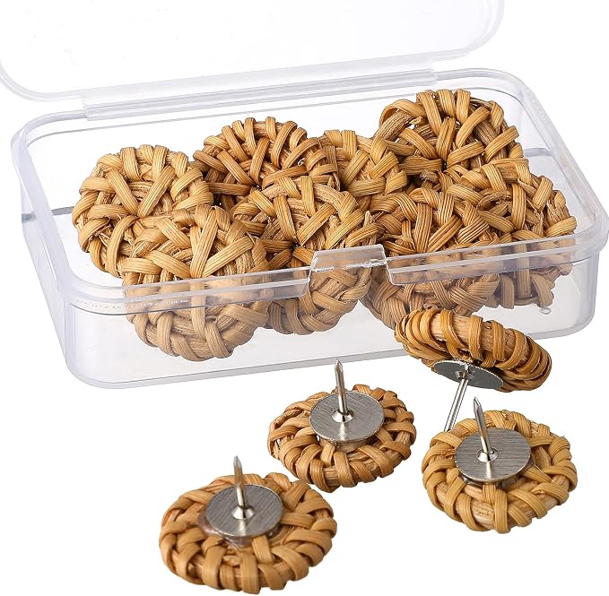 Honoson 12 Pcs Woven Rattan Push Pins - Image 7