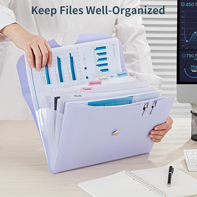 JARLINK 7 Pockets Expanding File Folder, A4 Accordion File Folders - Image 4