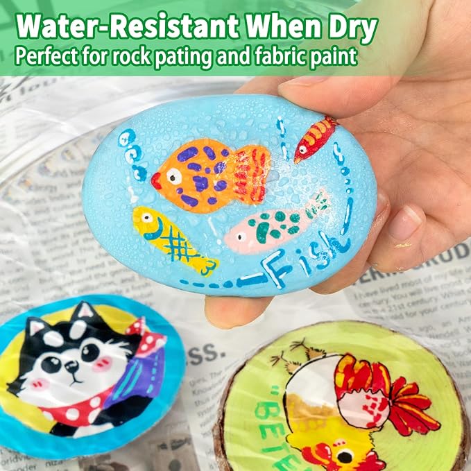 Betem Acrylic Paint Markers Paint Pens, 24 Colors Dual Tip Direct Liquid Acrylic Markers with Automatic Ink Control System, Fine & Brush Tip Art Supplies for Rocks, Wood, Stone, Fabrics, DIY Craft-DeskLoop Office