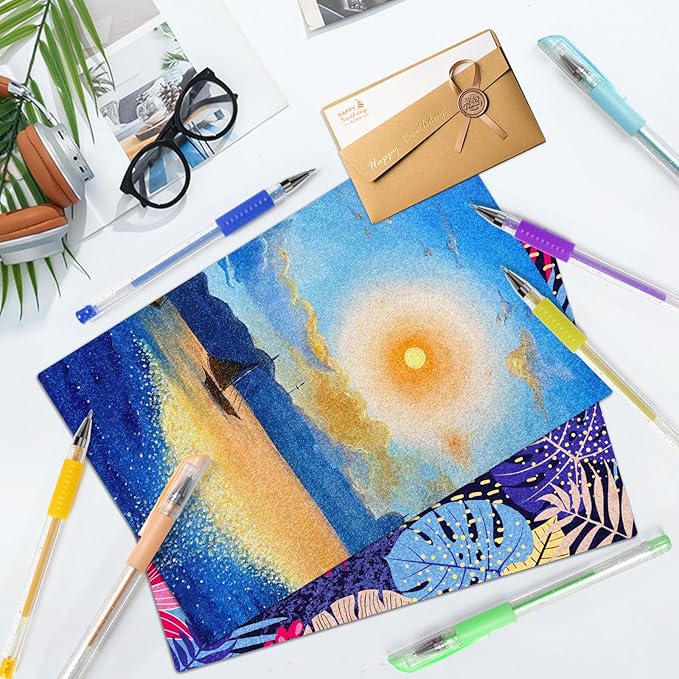 Glitter Gel Pens with Case for Adult Coloring Books, 100 Color Glitter Pen Set 30% More Ink Neon Glitter Gel Marker for Journaling Crafting Doodling Drawing-DeskLoop Office