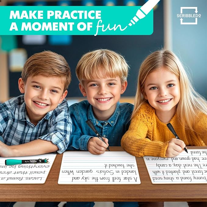 Scribbledo 5 Pack Lined Dry Erase Boards, Double Sided White Board - Image 6