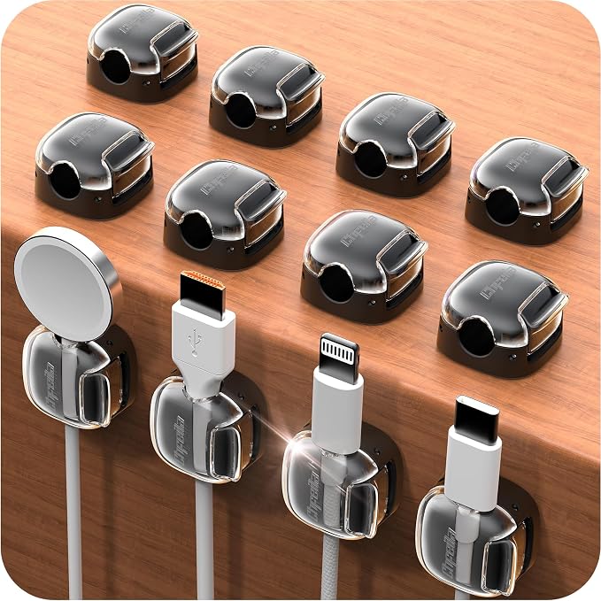 Cable Clips, 12 Pack Cord Holder Cord Organizer Spring Cord Clips Phone Charger by Chfeila