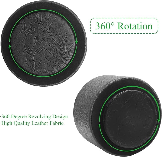 Hennaja Round Leather Art Supply Organizer, Remote Control Holder, 360 Degree - Image 4