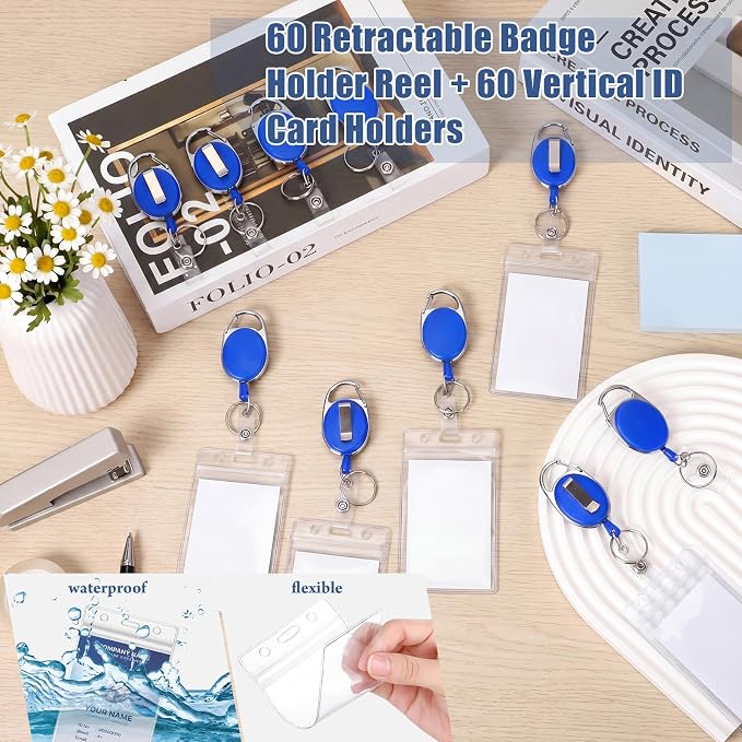 Laumoi 60 Pack Heavy Duty Retractable Badge Holder Reel - Image 5
