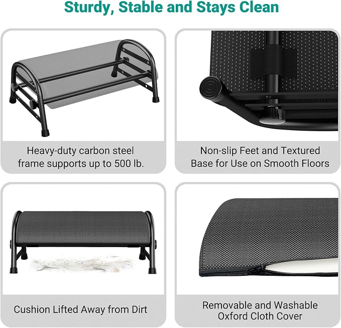 YEASHEIN Adjustable Foot Rest for Under Desk at Work, Ergonomic Under Desk - Image 5