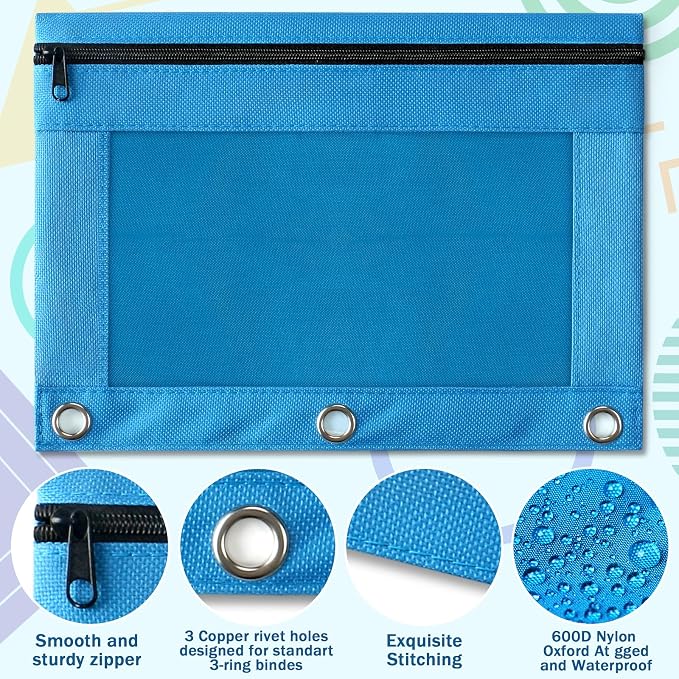 Pencil Pouch for 3 Ring Binder, 144 Pack Bulk Pencil Pouches - Image 3