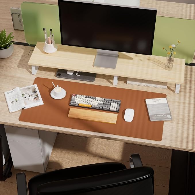 Aothia Double-Sided Desk Pad, 35.4" x 15.7"Leather Desk Mat, Eco Cork Desk Pad - Image 4