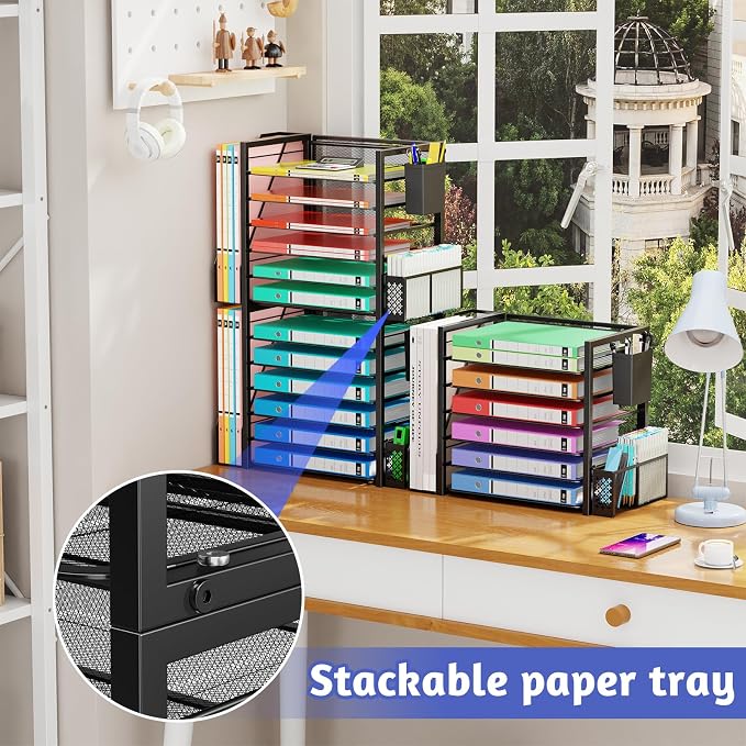Simple Trending 6 Tier Desk File Organizer, Paper Letter Tray Organizer - Image 7