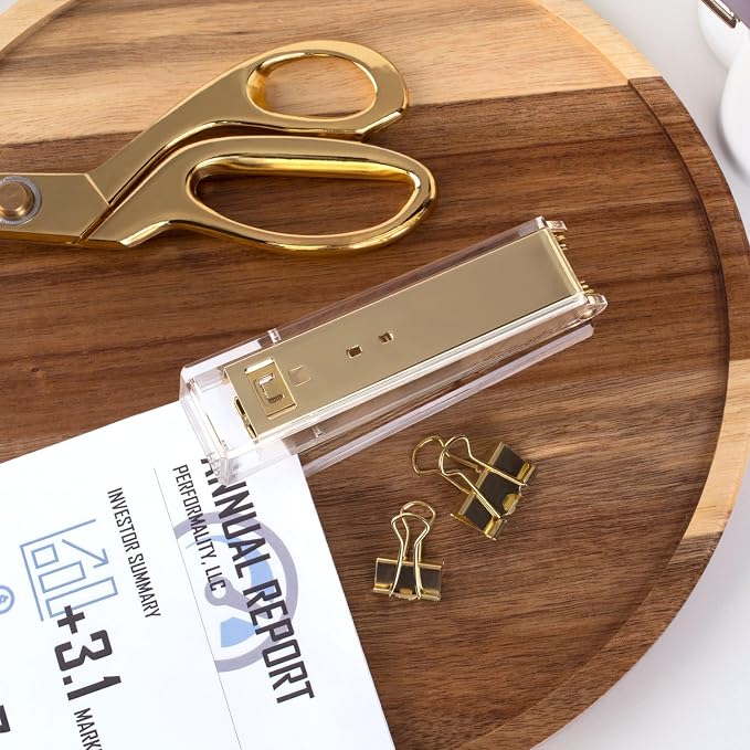 Swingline Compact Clear Acrylic Gold Stapler, 20 Sheet Capacity, Half Strip - Image 3
