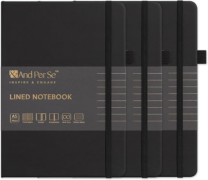 &And Per Se Lined Notebooks 3-Pack Gift Set, A5 Hardcover Journals, 160 Pages by AndPerSe