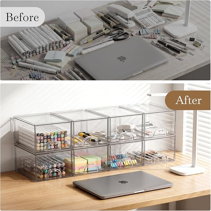 8 Pack Small Clear Stackable Acrylic Storage Boxes - Image 8