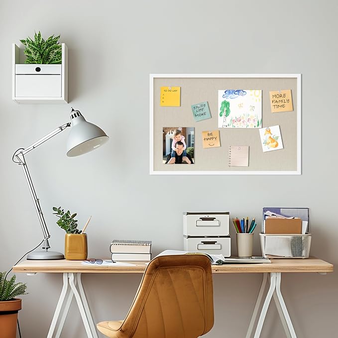 DAHAPYBOO Cork Board with Linen White, Bulletin Board 30"x20" | Hanging - Image 5