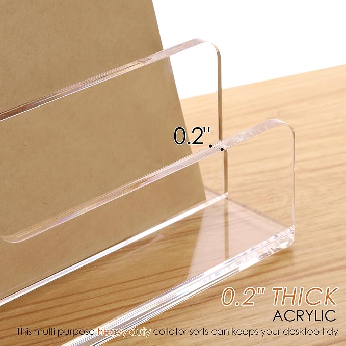 SANRUI Acrylic Mail Organizer, 5 Compartments File Holder - Image 7