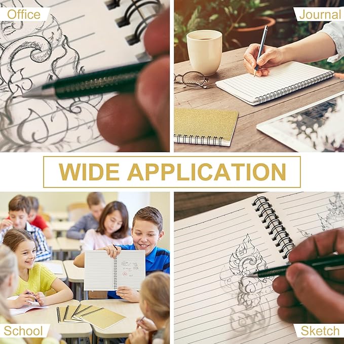 Yahenda 6 Pcs Spiral Notebook Bulk A5 Journal Lined 8.3'' x 5.5'' Writing Composition Paper Small Notepad Subject Notebook for Students Office Business Back to School Supplies (Light Gold)-DeskLoop Office