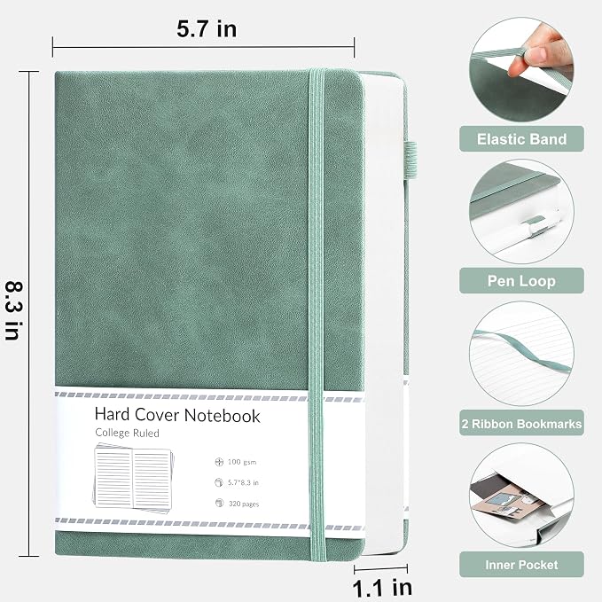 CAGIE Lined Journal Notebook for Women Men 320 Pages 100 Gsm Paper Thick - Image 3